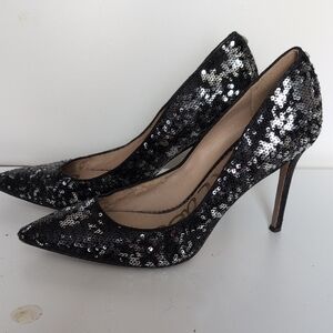 Sam Eadleman Elegant Black Sequin Stilettos